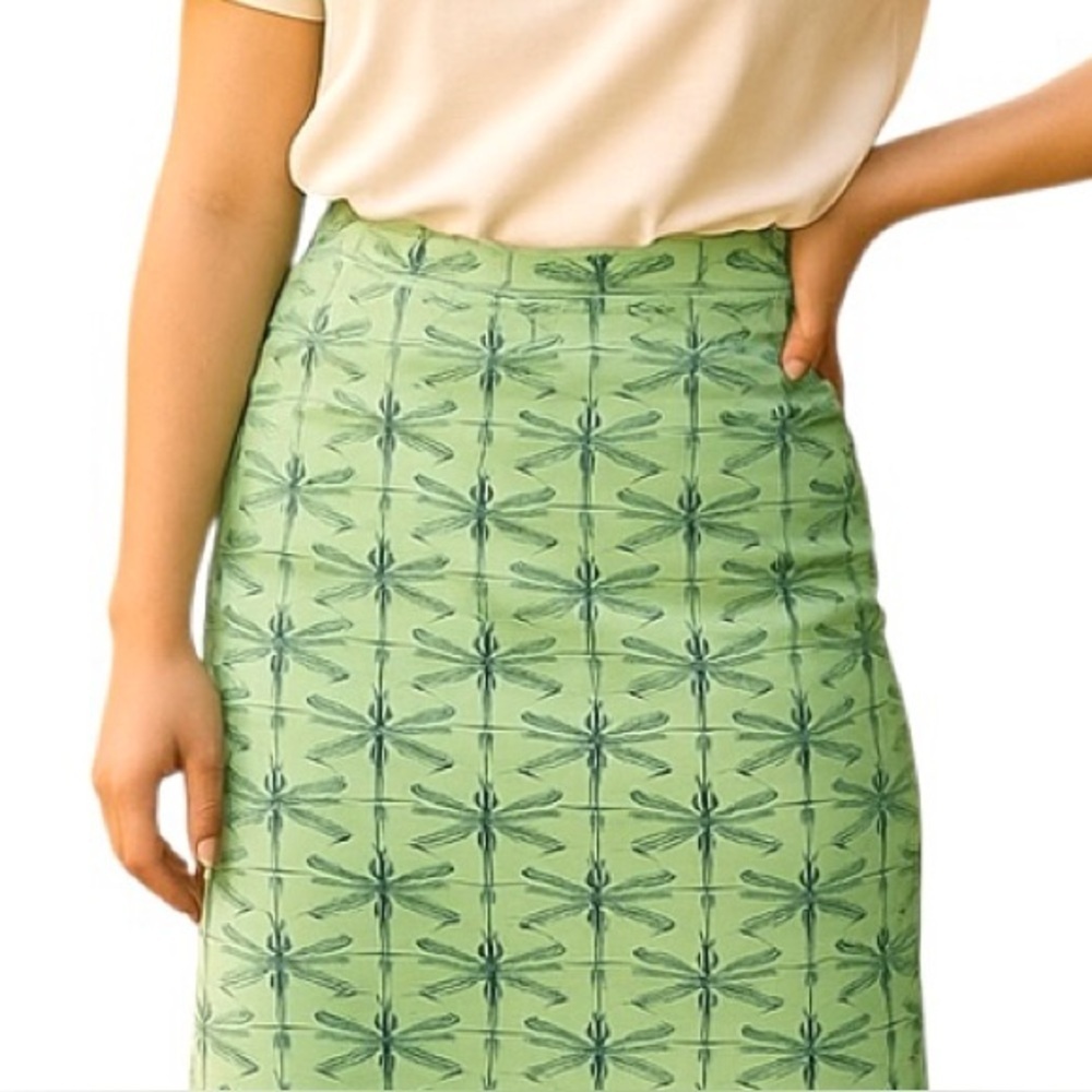 Brooks Brothers Golf Mini Skirt Light Green Dragon Fly Print Women’s 6 Cotton